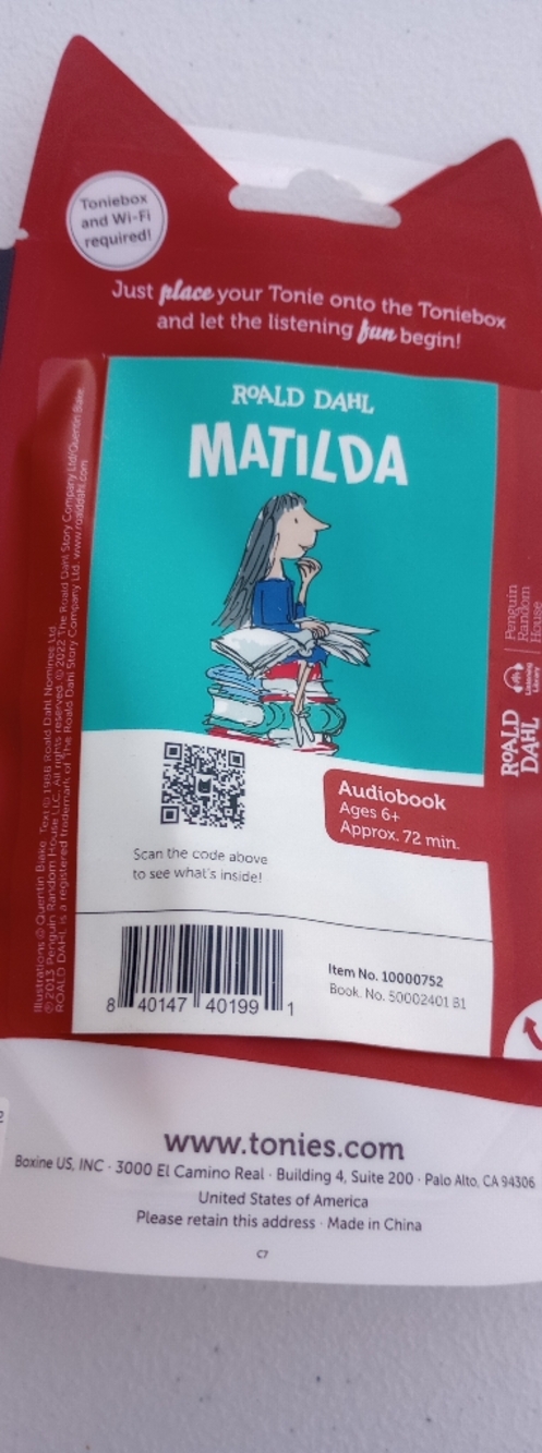 Roald Dahl Matilda Tonie Audiobook New Sealed Ages 6+
